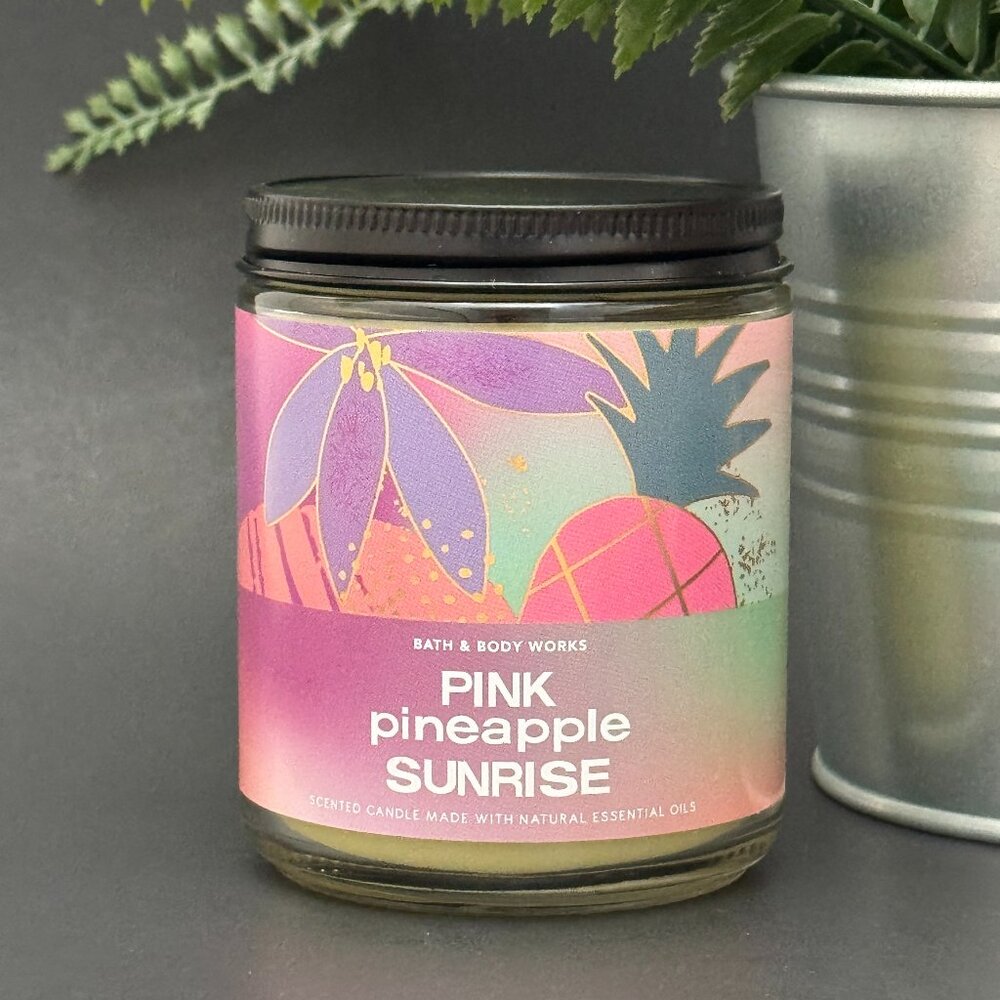 BBW Pink Pineapple Sunrise Bath & Body Works Mason Jar Single Wick Candle